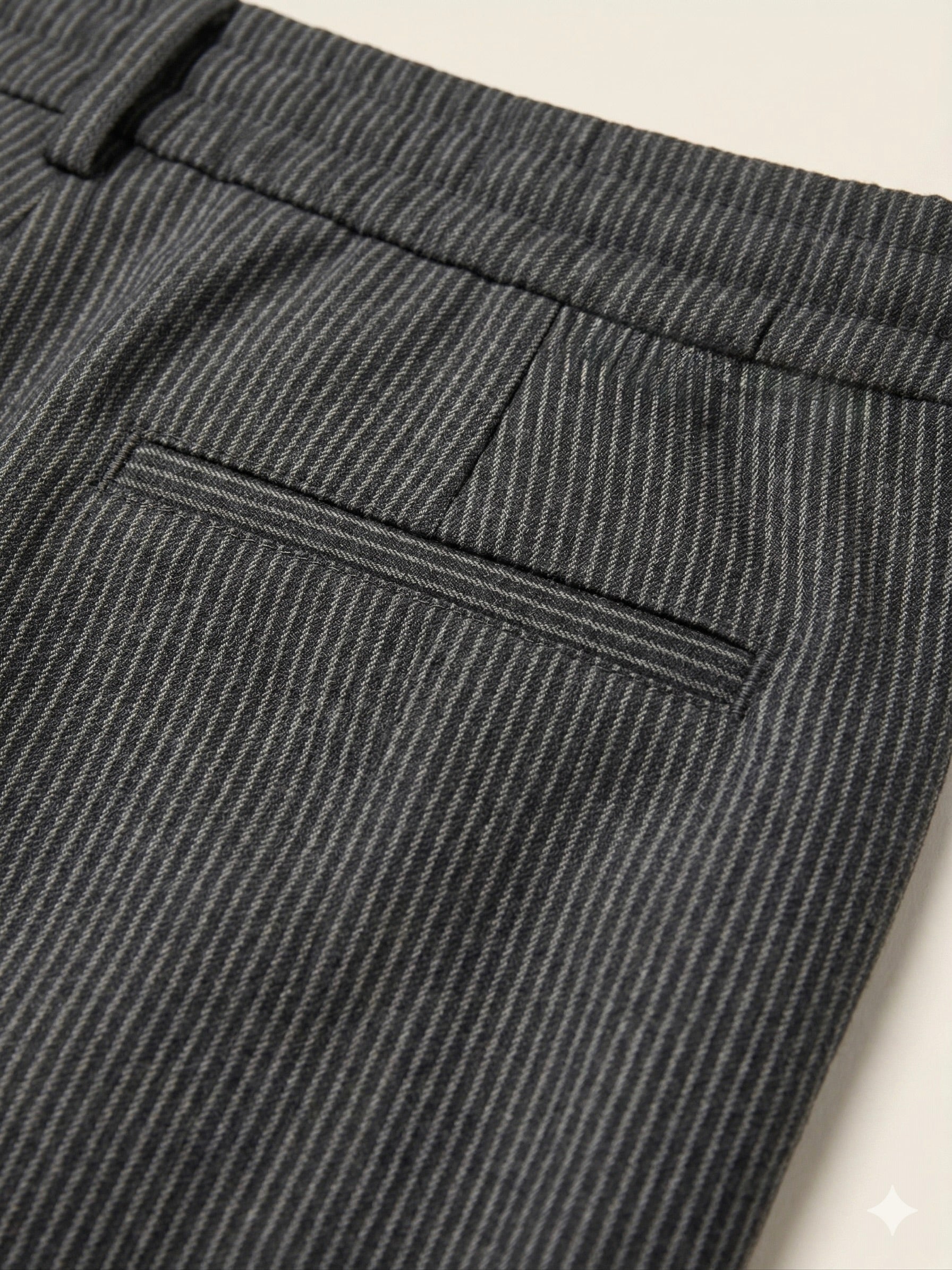 Pantalones Grises de Rayas Con Cordón