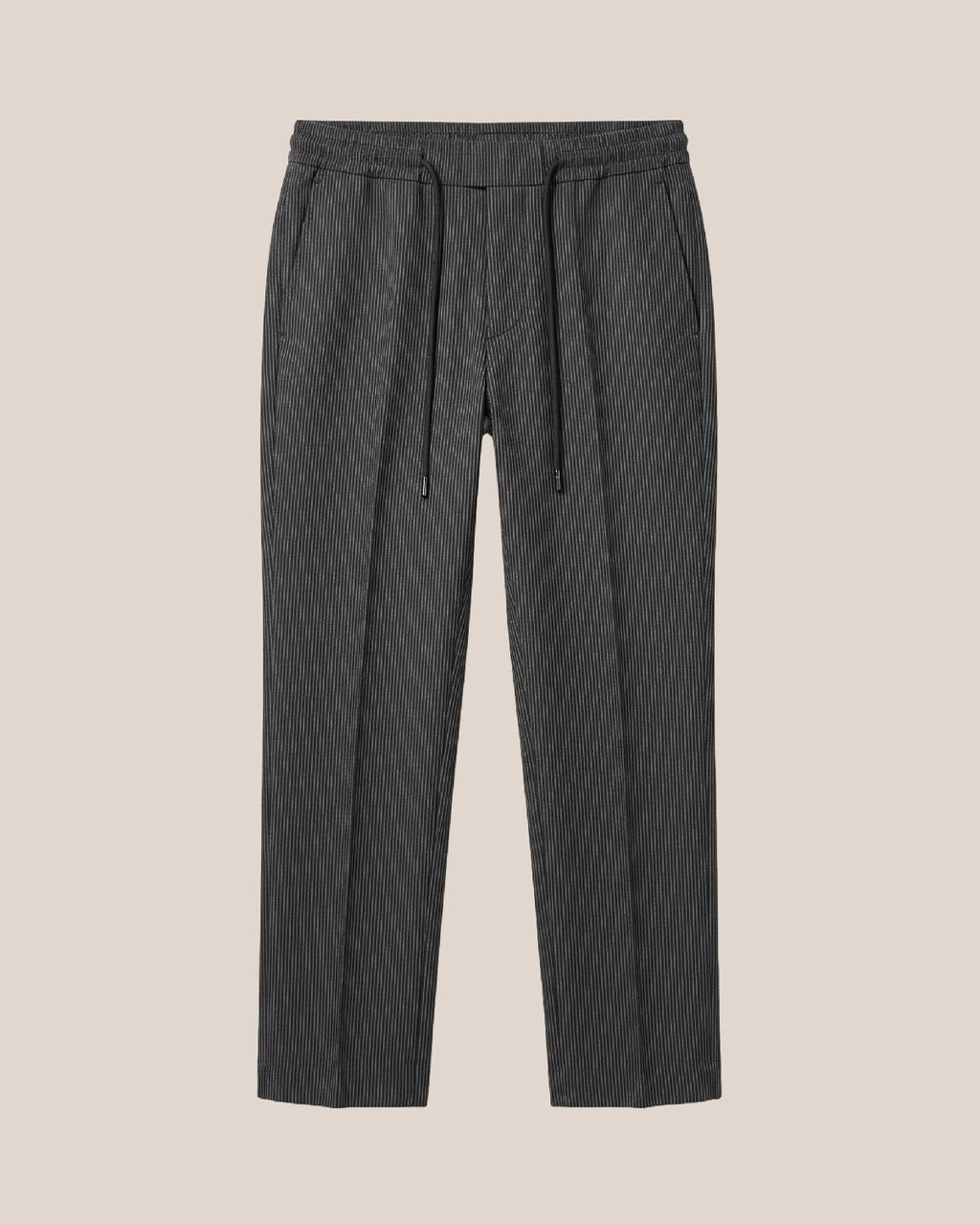 Pantalones Grises de Rayas Con Cordón