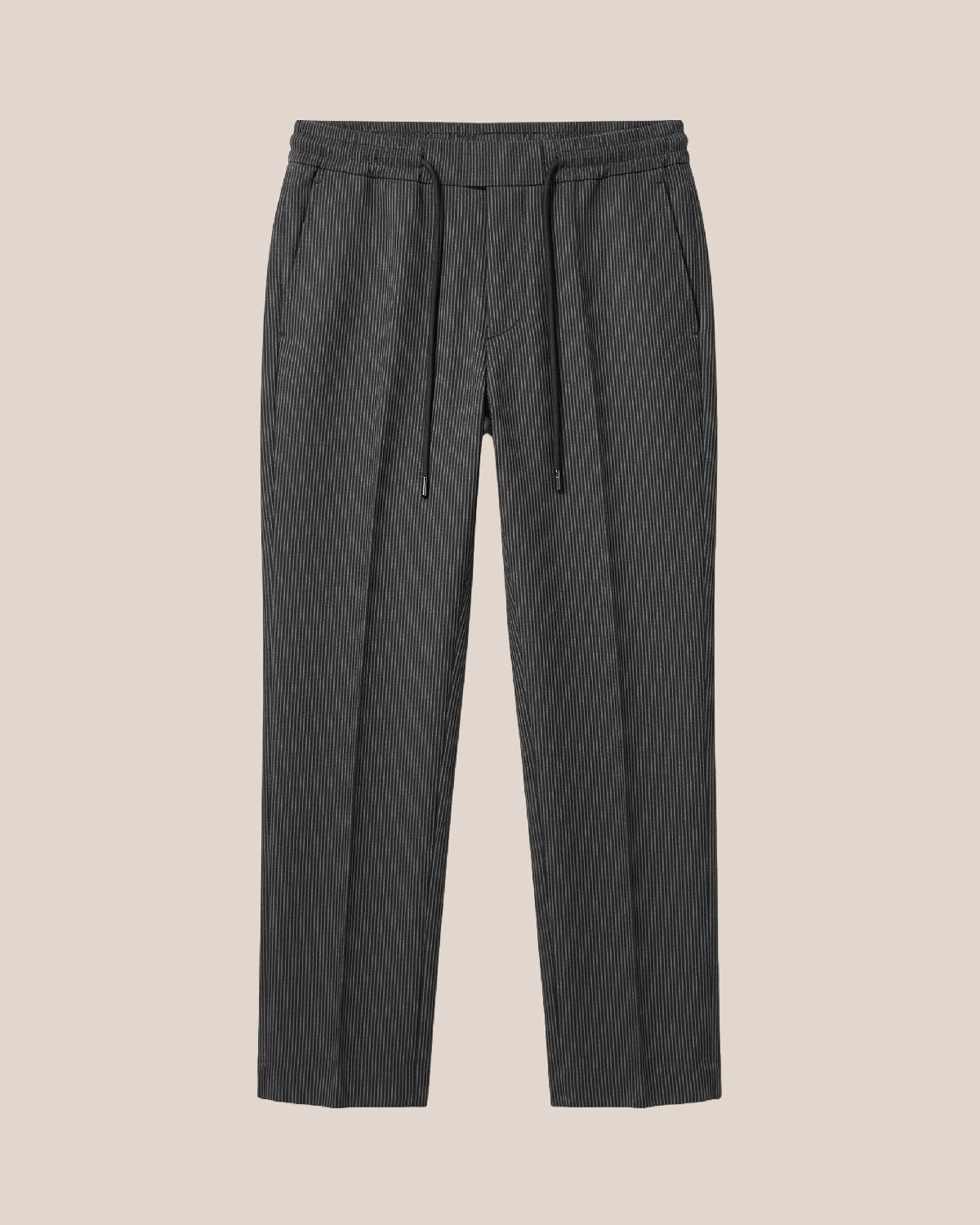 Pantalones Grises de Rayas Con Cordón